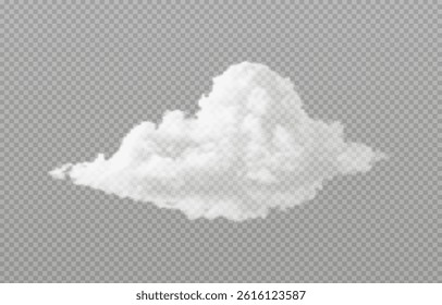 Vector realistic cloud, smoke or fog on isolated transparent background. Cloud png. Smoke png