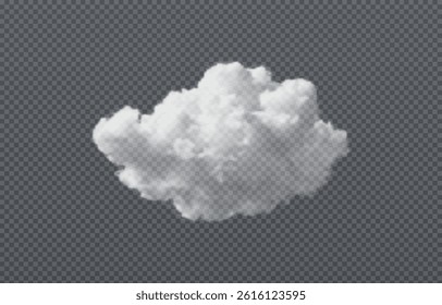 Vector realistic cloud, smoke or fog on isolated transparent background. Cloud png. Smoke png