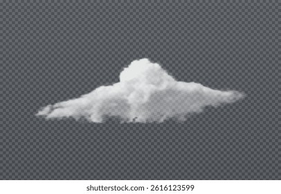Vector realistic cloud, smoke or fog on isolated transparent background. Cloud png. Smoke png