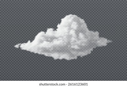 Vector realistic cloud, smoke or fog on isolated transparent background. Cloud png. Smoke png