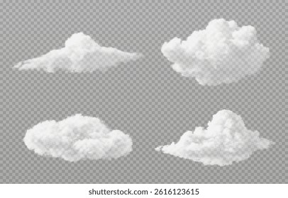 Vector realistic cloud, smoke or fog on isolated transparent background. Cloud png. Smoke png