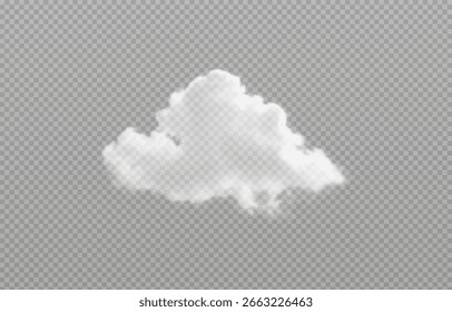 Vector realistic cloud, smoke or fog on isolated transparent background. Cloud png. Smoke png