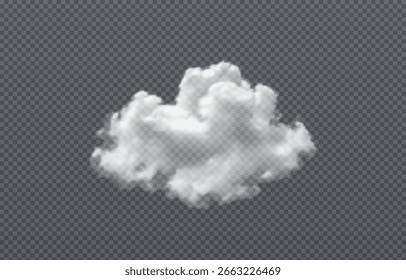 Nuvem realista de vetor, fumaça ou nevoeiro em fundo transparente isolado. Png na nuvem. Fumaça png