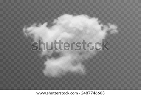 Vector realistic cloud, smoke or fog on isolated transparent background. Cloud png. Cloud, smoke, fog png.