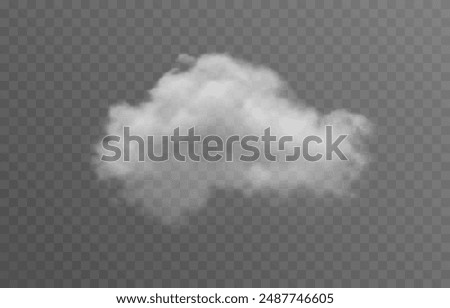 Vector realistic cloud, smoke or fog on isolated transparent background. Cloud png. Cloud, smoke, fog png.