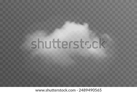 Vector realistic cloud, smoke or fog on isolated transparent background. Cloud png. Cloud, smoke, fog png.