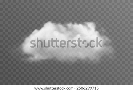 Vector realistic cloud, smoke or fog on isolated transparent background. Cloud png. Cloud, smoke, fog png.