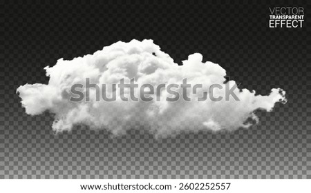 Vector realistic cloud, smoke or fog on isolated transparent background. Cloud, fog.
