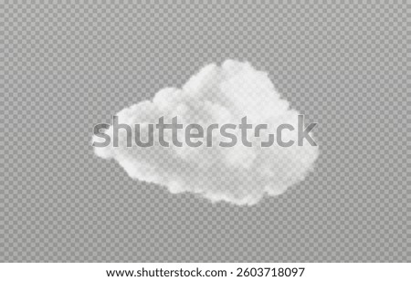 Vector realistic cloud, smoke or fog on isolated transparent background. Cloud png. Smoke png