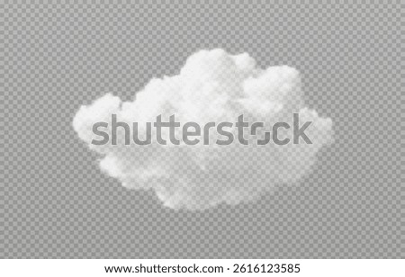 Vector realistic cloud, smoke or fog on isolated transparent background. Cloud png. Smoke png