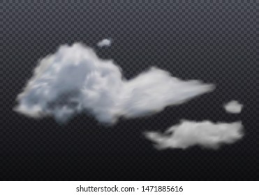 Vector Realistic Clouds Isolated on the Transparent Background. Cloudy Sky Illustration