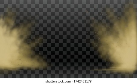 Realistische Staub- und Smog- oder Nebelexplosion auf transparentem Hintergrund, schmelzender Nebel, Luftverschmutzung, Umwelt.