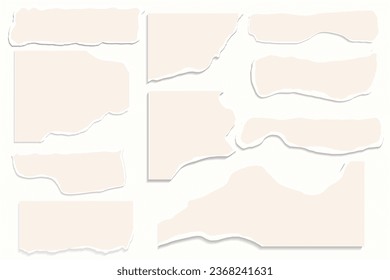 vector Realistic collection of torn paper sheets on transparent background eps 10
