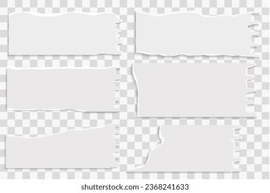 vector Realistic collection of torn paper sheets on transparent background eps 10