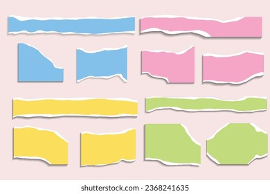 vector Realistic collection of torn paper sheets on transparent background eps 10