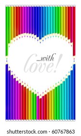 Vector realistic color pencils heart shaped