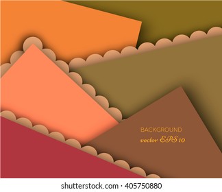 vector realistic colored paper objects.cardboard applique cards illustration background. Decoration, infographics, web design, poster, banner, print element