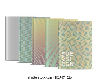 Vector realistic colorful  book mock up isolated on white background. 3d vertical front view notebook mockup illustration for your design. Hardcover closed standing diary template