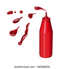 Vector realista ilustração colorida de ketchup. Ilustração vetorial de alimentos.