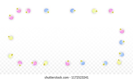 Vector Realistic Colorful Petals Falling on Transparent Background.  Spring Romantic Flowers Illustration. Flying Petals. Sakura Spa Design.  Blossom Confetti. Design Elements for  St. Valentine Day.