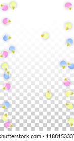 Vector Realistic Colorful Petals Falling on Transparent Background.  Spring Romantic Flowers Illustration. Flying Petals. Sakura Spa Design.  Blossom Confetti. Design Elements for  Poster Design. 