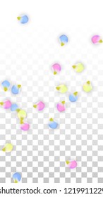 Vector Realistic Colorful Petals Falling on Transparent Background.  Spring Romantic Flowers Illustration. Flying Petals. Sakura Spa Design.  Blossom Confetti. Design Elements for  Mother's Day.