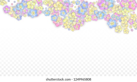 Vector Realistic Colorful Petals Falling on Transparent Background.  Spring Romantic Flowers Illustration. Flying Petals. Sakura Spa Design.  Blossom Confetti. Design Elements for  Poster Design. 