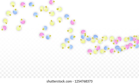 Vector Realistic Colorful Petals Falling on Transparent Background.  Spring Romantic Flowers Illustration. Flying Petals. Sakura Spa Design.  Blossom Confetti. Design Elements for  Poster Design. 