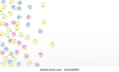 Vector Realistic Colorful Petals Falling on Transparent Background.  Spring Romantic Flowers Illustration. Flying Petals. Sakura Spa Design.  Blossom Confetti. Design Elements for  8 March Card.