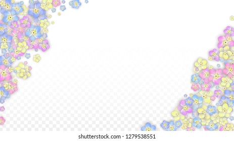 Vector Realistic Colorful Petals Falling on Transparent Background.  Spring Romantic Flowers Illustration. Flying Petals. Sakura Spa Design.  Blossom Confetti. Design Elements for  Wedding Decoration.