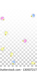 Vector Realistic Colorful Petals Falling on Transparent Background.  Spring Romantic Flowers Illustration. Flying Petals. Sakura Spa Design.  Blossom Confetti. Design Elements for  Wedding Decoration.