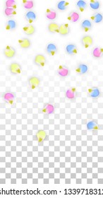 Vector Realistic Colorful Petals Falling on Transparent Background.  Spring Romantic Flowers Illustration. Flying Petals. Sakura Spa Design.  Blossom Confetti. Design Elements for  St. Valentine Day.