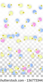Vector Realistic Colorful Petals Falling on Transparent Background.  Spring Romantic Flowers Illustration. Flying Petals. Sakura Spa Design.  Blossom Confetti. Design Elements for  St. Valentine Day.