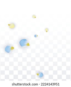 Vector Realistic Colorful Petals Falling on Transparent Background.  Spring Romantic Flowers Illustration. Flying Petals. Sakura Spa Design.  Blossom Confetti. Design Elements for  St. Valentine Day.