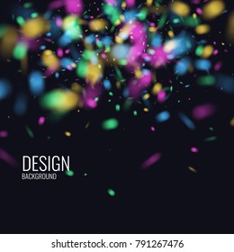 Vector realistic colorful reflections and lighting effects on dark background. Transparent elements for design cards and poster.