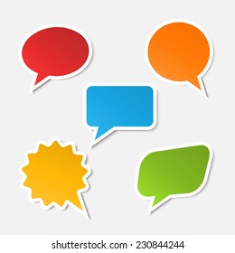Vector realistic  colorful speech bubble sticker set  isolated on a white background