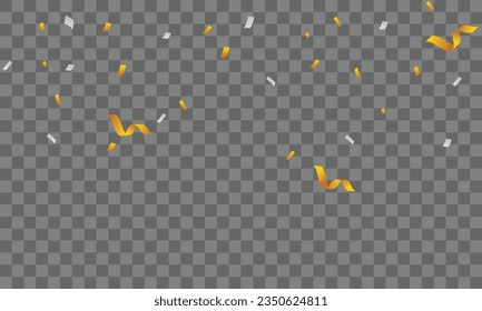 Vector realistic confetti background. shiny gold flying  tinsel decoration design.