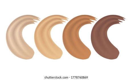 Vector realistic cosmetic cream smears. Advertising of foundation cream, concealer, base, BB cream