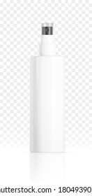 Vector realista contenedor cosmético blanco con tapa gris. Listo para usar, tubo de cuidado de la piel de lujo. Diseño de productos de belleza