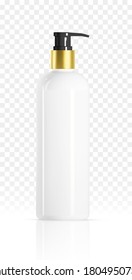 Vector realistic cosmetic white container with grey cap. Ready to use, luxury skin care tube. Beauty product ad design