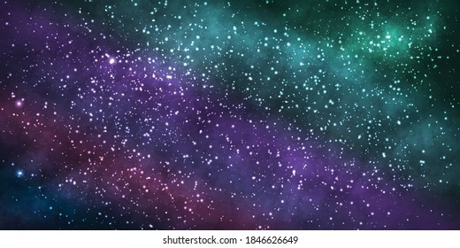 Vector realistic cosmic galaxy background. Concept of space, nebula and cosmos.