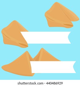 Vector realistic cracked fortune cookie with paper for your text