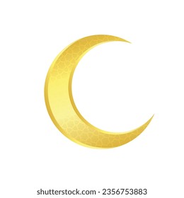 Vector realistic crescent eid golden moon with islamic decoration.