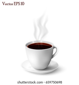 Vector, realistic cup of hot coffee for graphic and web design.