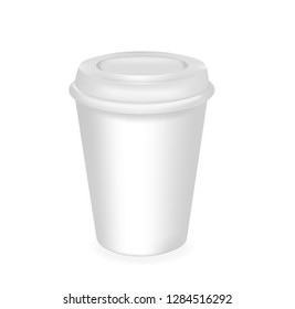 Vector realistic cup with a lid. for drinks, desserts and yogurt. 3D mockup. EPS10.