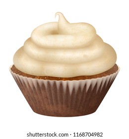 Vector realistic cupcake, muffins with cream. 3d icon stock illustartion