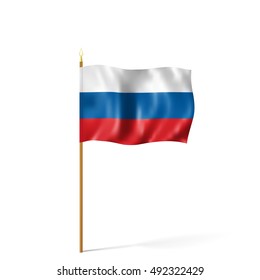 Vector realistic curling in the wind Russian flag.