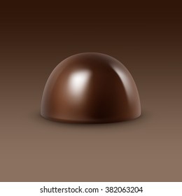 Vector Realistic Dark Black Bitter Chocolate Candy Isolated on Background