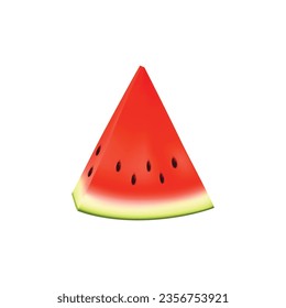 Vector realistic detailed 3d sliced ripe red watermelon.