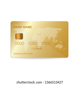 Vector Realistic detailed gold credit card with the world map on black background. Vector illustration design EPS10